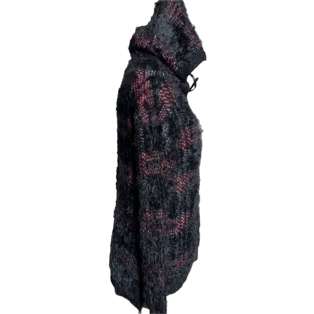 ROCK & REPUBLIC L/S Plaid Hooded Tunic Eyelash Sweater in Blk/Red Size XL - Picture 4 of 9